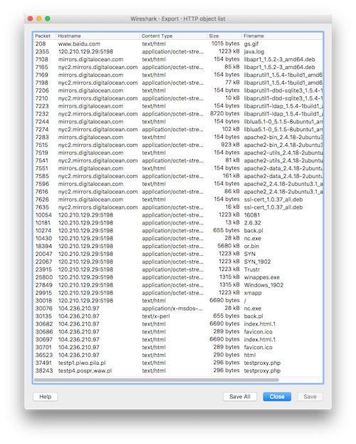 Wireshark - Export HTTP Objects